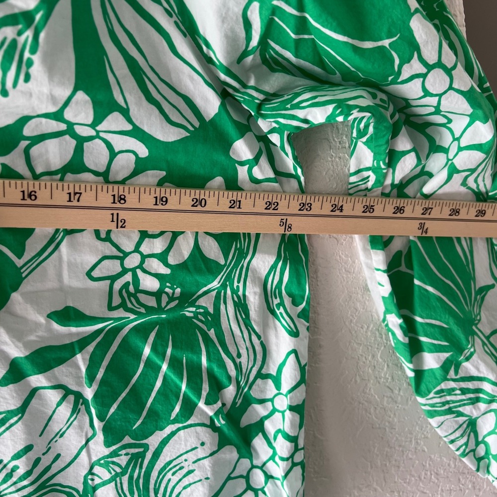 Lilly Pulitzer Camryn Tunic Green White Floral Blouse XL Long Sleeve - Picture 5 of 8